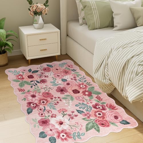 DUKINO 3x4 Rug, Non Slip Floral Washable Area Rug for Entryway, Pink - Image 7