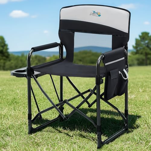 DMH OUTDOORS Camping Directors Chair with Side Table & Breeze Mesh Backrest by DMHOUTDOORS