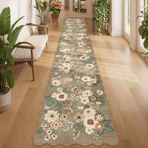 DUKINO 2x12 Washable Runner Rug, Long Runner Rug for Hallway, Light Taupe by DUKINO