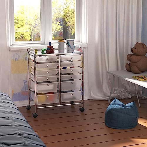 Simple Houseware 12 Drawers Rolling Utility Cart Organizer, Chrome - Image 6