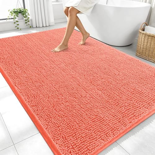 OLANLY Large Bathroom Rugs 70x46, Extra Soft Absorbent Chenille Bath Rugs by OLANLY