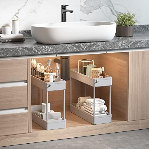 SOLEJAZZ Slim Rolling Storage Cart Skinny Bathroom Organizer, 4 Tier, Gray - Image 4