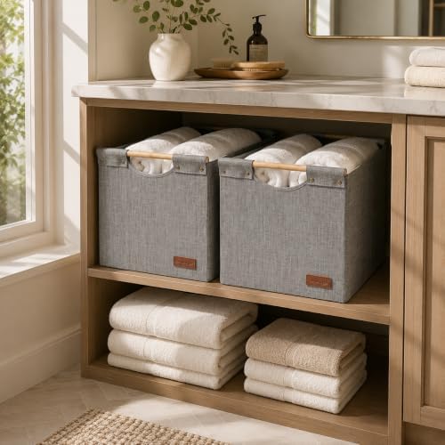 KAKAMAY Fabric Cube Storage Bin, Fits Kallax Shelf 13x15x13 2-Pack Grey - Image 6
