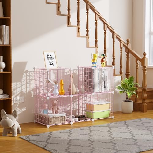 C&AHOME Wire Cube Storage, 6 - Cube Organizer Metal C Grids, Units, Pink - Image 4