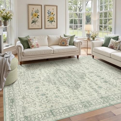 Rugxara 5X7 Washable Area Rug for Living Room, Bedroom,Sage Green by Rugxara