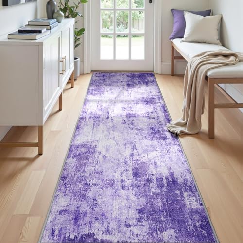 RELEANY Washable Runner 2'x6' Abstract Area Rug for Hallway Purple - Image 5
