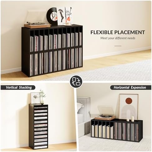 IOTXY DIY Modular Cubby Bookcase - Stackable 12-Cube Open Bookshelf, Black - Image 5