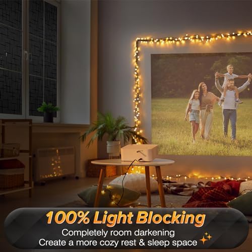 rabbitgoo Blackout Window Film, Sun Light Blocking Room Darkening Privacy Window Cover, Removable Day Sleep Black Out Shades Tint for Home Frosted Glass Film, 3D Cross, Black, 17.5" x 78.7" - Image 3