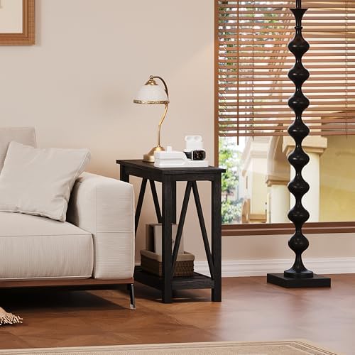 ChooChoo Farmhouse End Table, Narrow Side Table with Shelf - Image 7
