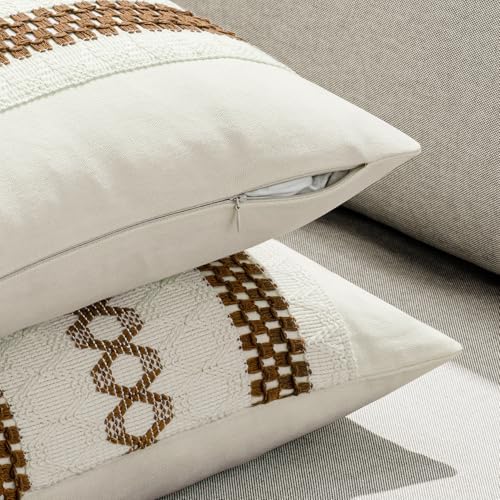 MIULEE Set of 2 Coco Brown Boho Decorative Pillow Covers 18x18 Inch - Image 5