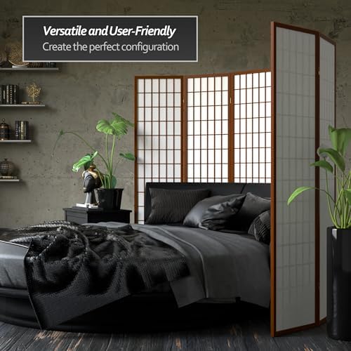 Red Lantern 6 ft. Tall Window Pane Shoji Screen - Walnut - 3 Panels - Image 3