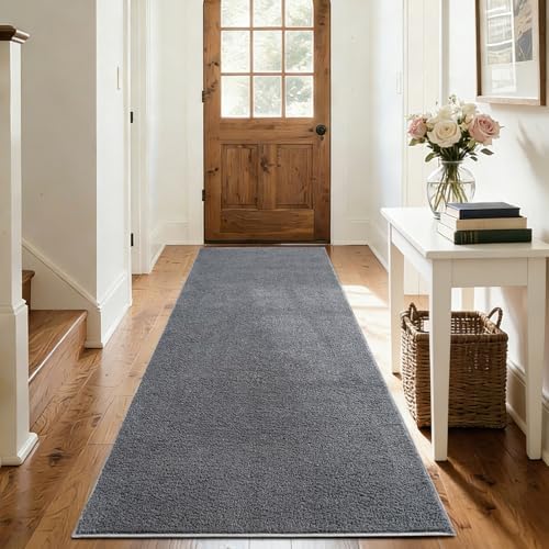 2x6 Pure Dark Grey Runner Rug Non-Slip Washable for Hallway Kitchen Bedroom - Image 5