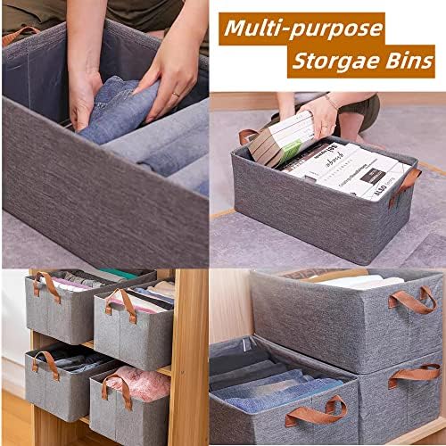 Fordonral Pack of 3 Large Capacity Storage Bins Closet Organizer System, Sturdy Foldable Storage Boxes for Organizing Clothing, Sheets, Toys, Books - Shelf Organizer Shelves Basket Storage Bin - Image 5