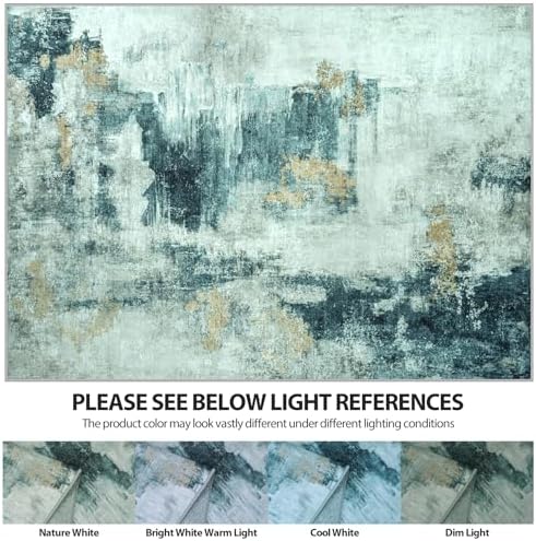 5x7 Area Rugs for Living Room Washable Bedroom Dining Room Teal Grey Gold - Image 7