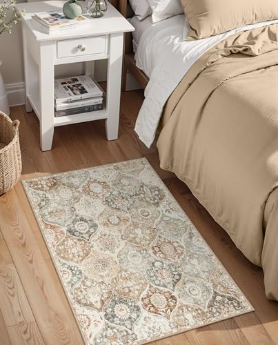 Lahome Moroccan Trellis Entryway Rug, 2x3 Kitchen Rugs Non Slip Washable, Non-Slip Indoor Door Mat Ultra-Thin, Small Throw Carpet for Bathroom Bedroom Entry Elise, Khaki - Image 6
