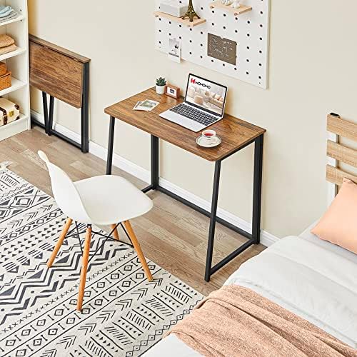 WOHOMO Folding Desk, 31.5" Foldable Computer Table for Small Spaces, Walnut - Image 2