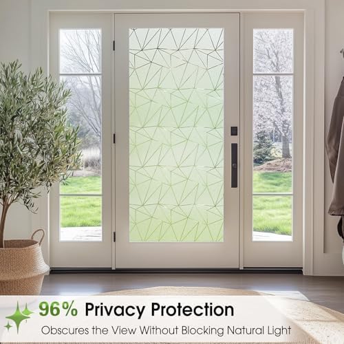 Coavas Frosted Glass Window Privacy Film, Geometric Pattern, 35.4" x 393.7" - Image 2