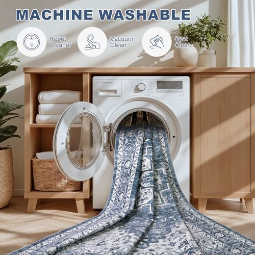 3x5 Area Rugs Living Room: Washable Vintage Rug for Bedroom Blue - Image 7