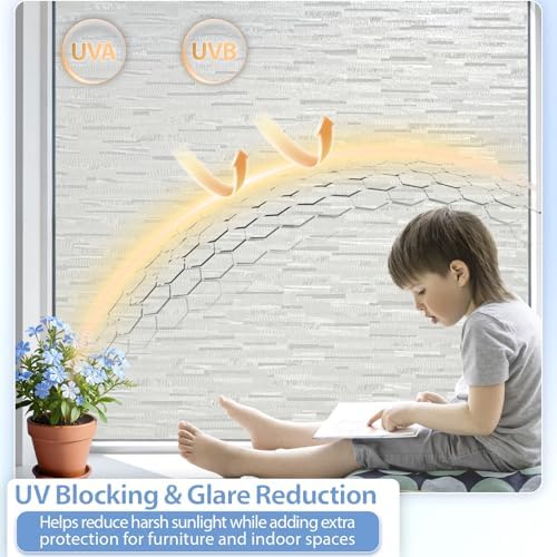 GTJ White Striped Frosted Window Privacy Film, Static Cling,23.6 x 157.5 in - Image 4