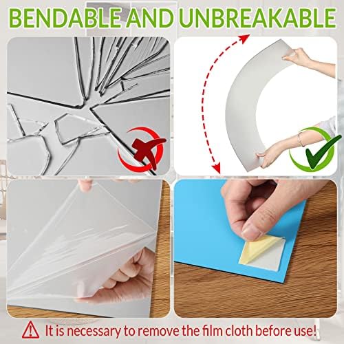 Queekay 2 Pcs Mirror Tiles 12" X 24", 2mm Acrylic Self Adhesive Sheets - Image 5