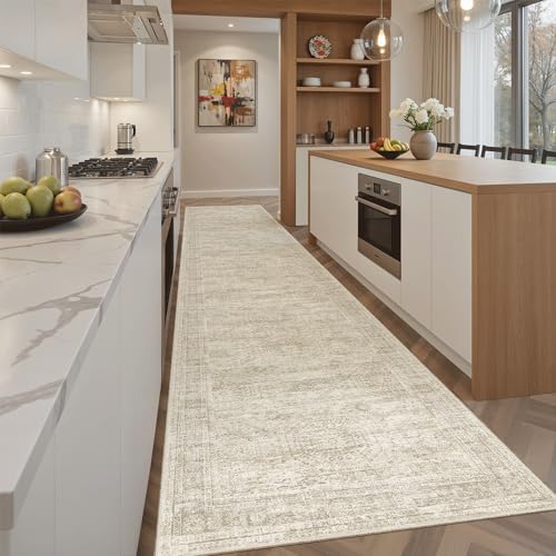 Soalmost Hallway Runner Rug 2'6" x 12' Washable Long Kitchen Rugs Beige - Image 2