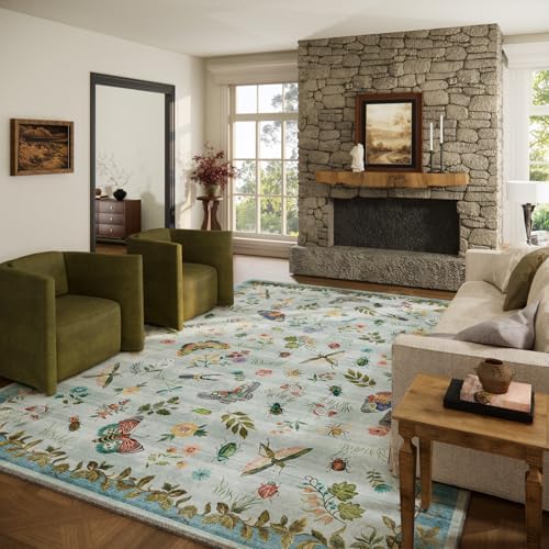 8x10 Area Rug for Living Room: Washable Bedroom Rugs Stain Resistant Non Slip Low Pile Soft Lightweight Carpets Rug for Farmhouse Kitchen Dining Room Nursery Kids Room Indoor by palohom