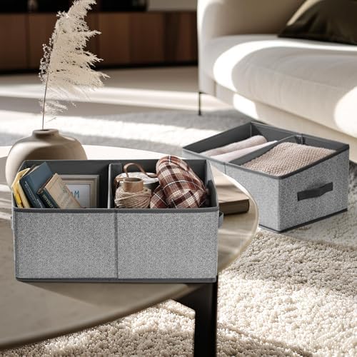 DIMJ Closet Storage Bins, 5 Pack Storage Baskets for Shelves, Foldable Closet Organizer with Handle, Linen Closet Organizers and Storage for Clothes, Toys, Towel, Books (Grey) - Image 6