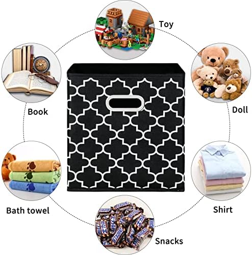 Fabric Cloth Storage Bins,Fabric Cube Organizer with Dual Handles Foldable Cube Storage Baskets for Home Bedroom Storage,Set of 3,(Black light) - Image 3