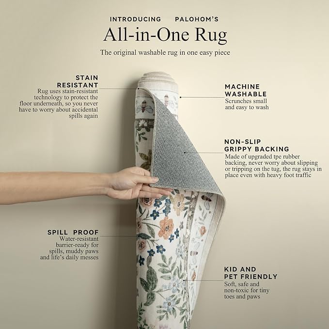 3x5 Washable Area Rugs for Entryway: Small Throw Rugs Stain Resistant Non Slip Low Pile Soft Faux Wool Lightweight Entry Rug for Bedroom Living Room Kitchen Laundry Room Bathroom Front Door Indoor - Image 2