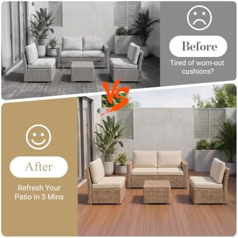 8Pcs Patio Cushion Covers Stretch Outdoor Furniture Protector Slipcovers - Image 4