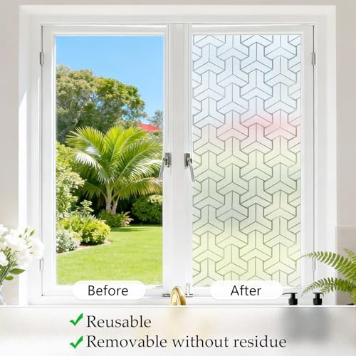 JAYONG Frosted Glass Window Privacy Film with Kit, Lattice 29.5'' x 78.7'' - Image 5
