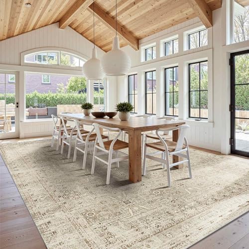 Rugxara Beige 10x14 Area Rugs for Living Room Bedroom Large Washable Rug - Image 2