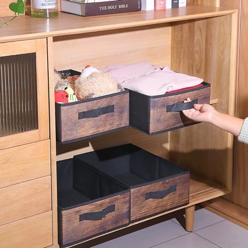 Clothings Collapsible Storage Bins, Foldable Organizers and Storage Baskets Cube Storage Bin for Bedroom Living Room (4 Pack, MZWL, 15.4x11.4x5.5inch) - Image 7