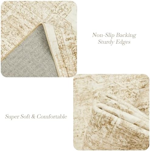 Soalmost Washable Area Rug 9x12 Large Soft Living Room Rugs Beige/Ivory - Image 5