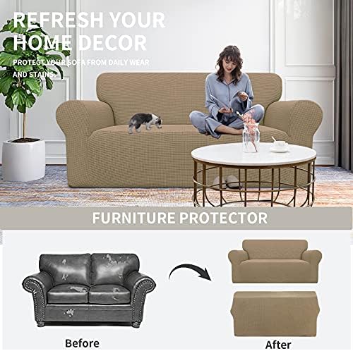 Easy-Going Stretch Oversized Loveseat Couch Covers Washable Tan - Image 4