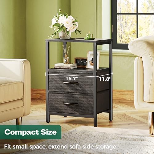 Huuger Nightstands Set of 2, End Tables with Charging Station, Side Table - Image 6
