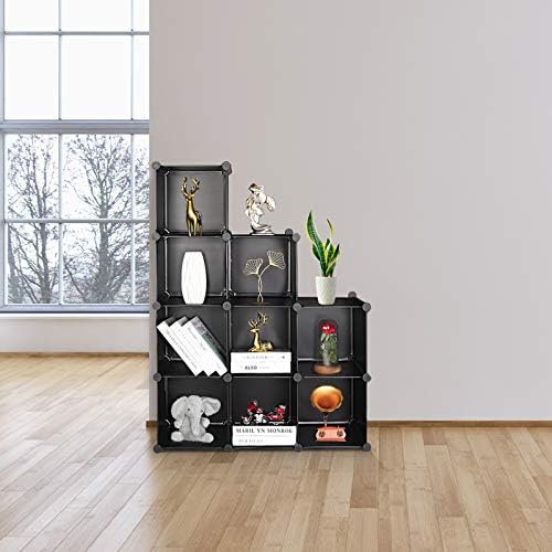 Cube Storage Organizer, 9-Cube DIY Plastic Closet Cabinet Modular Bookcase, Storage Shelves for Bedroom Living Room, Office, Black - Image 2