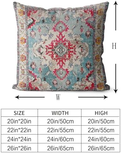 Snycler Boho Throw Pillow Covers 26x26 inch Set of 2 Boho Rug Carpet Double Sided Pattern Cotton Soft Pillow Case Cushion Cover Pillowcase for Couch Sofa Bed Decorative (Rose Red) - Image 3