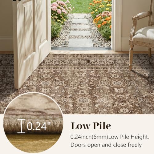 8x10 Ft Large Area Rugs for Living Room, Soft Non-Slip Machine Washable Rug, Vintage Stain Resistant Carpets for Bedroom Nursery Dining Room Home Decor (Brown) - Image 5