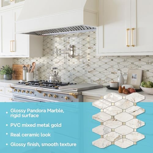 STICKGOO 1 Sheet Peel and Stick Backsplash, Glossy Pandora Marble - Image 3
