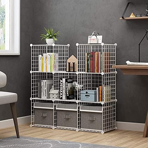C&AHOME Wire Cube Storage, 9-Cube Organizer Metal, Wire C Grids Storage, Storage Bins Shelf, Modular Bookshelf, Closet Cabinet Ideal for Home, Living Room, Office 36.6”L x 12.4”W x 48.4”H White - Image 2
