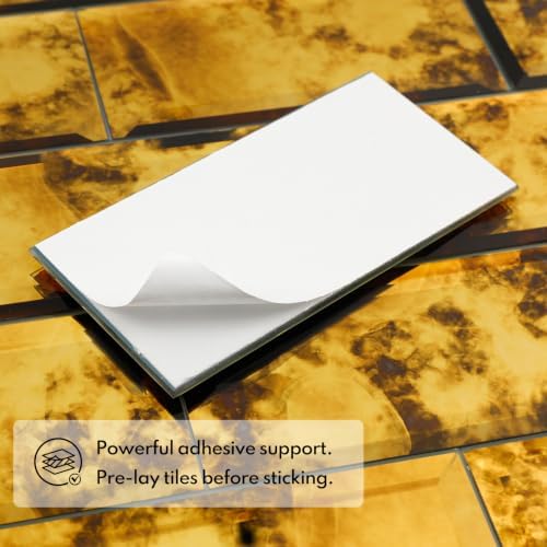 Lovdeco Peel & Stick Gold Antique Mirror Tile 3x6 Inch Beveled (40 Pcs) - Image 3
