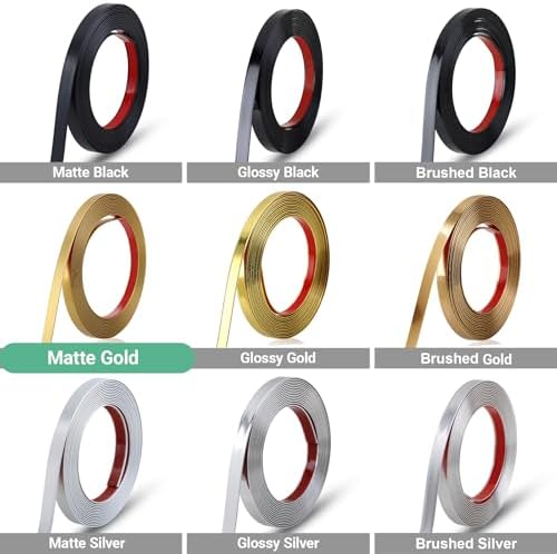 Gaahing 196.8" x 0.5" Matte Gold Molding & Wall Trim, Flexible Peel and Stick Decorative Strip for Tile, Mirror, Ceiling, Floor, Panel, Cabinet - Image 4
