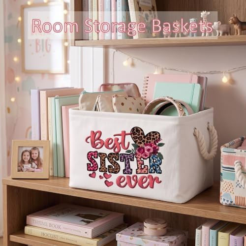 Marsui Sister Gifts Best Sister Ever Gift Basket with Rope Handles, 14 Inch - Image 6