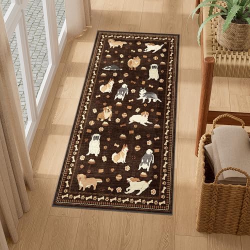 DUKINO 2x4 Rug Runner, Washable Dog Bathroom Rug Soft Non Slip, Brown - Image 5