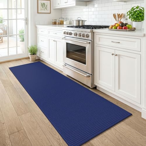 KOZYFLY 2x6 Washable Runner Rug, Non Slip Runners for Hallway, Woven Entryway Runner, Braided Floor Carpet Runner for Entry, Kitchen, Bedside, Hall, Deep Navy Blue - Image 2