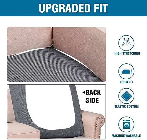 H.VERSAILTEX Super Stretch Individual Chaise Cover Sectional Couch Covers for L Shaped Sofa Both Left/Right Featuring Thick Jacquard Textured Twill Fabric (1 Piece Chaise Cover, Grey) - Image 6