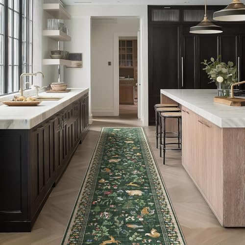 Washable Kitchen Rug Runners for Hallways: 2'x10' Bedroom Runner Non Slip Soft Low Pile Stain Resistant Indoor Carpet Runner Rugs for Entryway Hallway Kitchen Laundry Room Beside Farmhouse by palohom