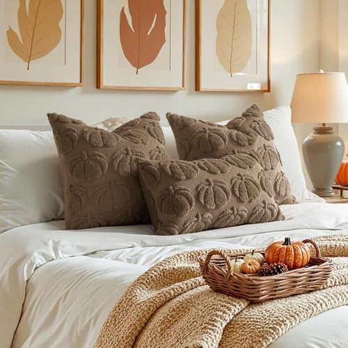 MIULEE Fall Pillow Covers Pumpkin Fall Decor 20x20 Coco Brown - Image 4