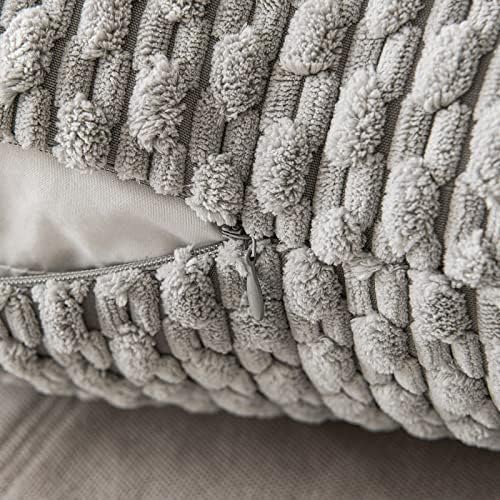 MIULEE Lumbar Decorative Throw Pillow Covers 12x20 Light Grey Corduroy - Image 3